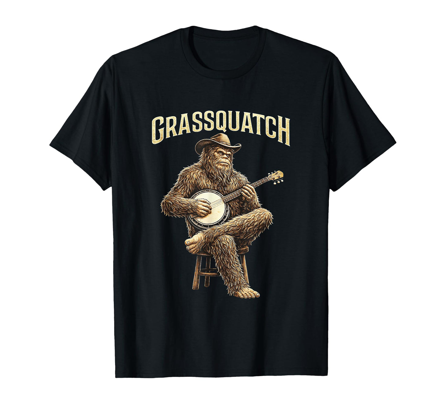 Bigfoot Grassquatch Banjo Player Bluegrass Music Banjoist T-Shirt