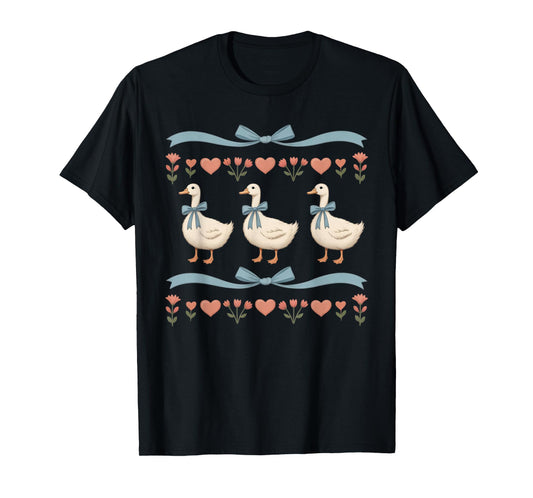 Vintage Goose 1980's Blue Ribbon Retro 80s Coquette Style T-Shirt