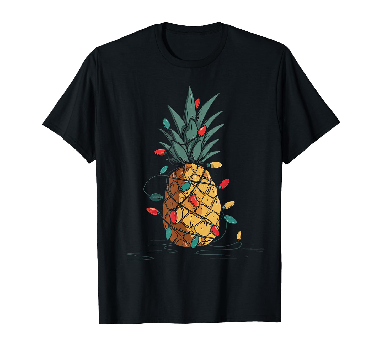Funny Pineapple Christmas Graphics Lights Lover T-Shirt