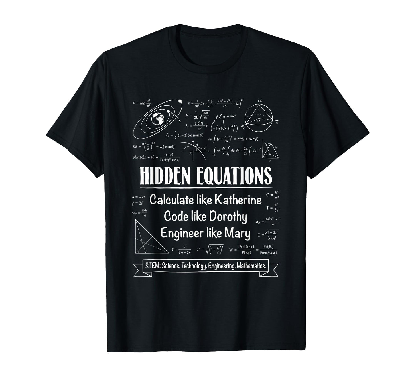 Black History Month Hidden Equations STEM Math Science T-Shirt