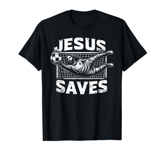 Vintage Jesus Saves Soccer Goalie T-Shirt
