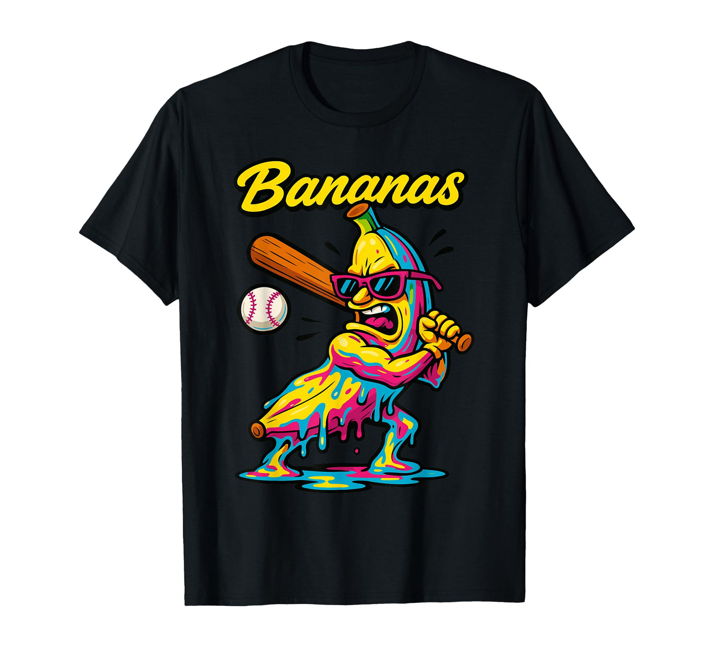 Funny Banana Swinging Baseball Funny Drip Mascot Cool Banana T-Shirt