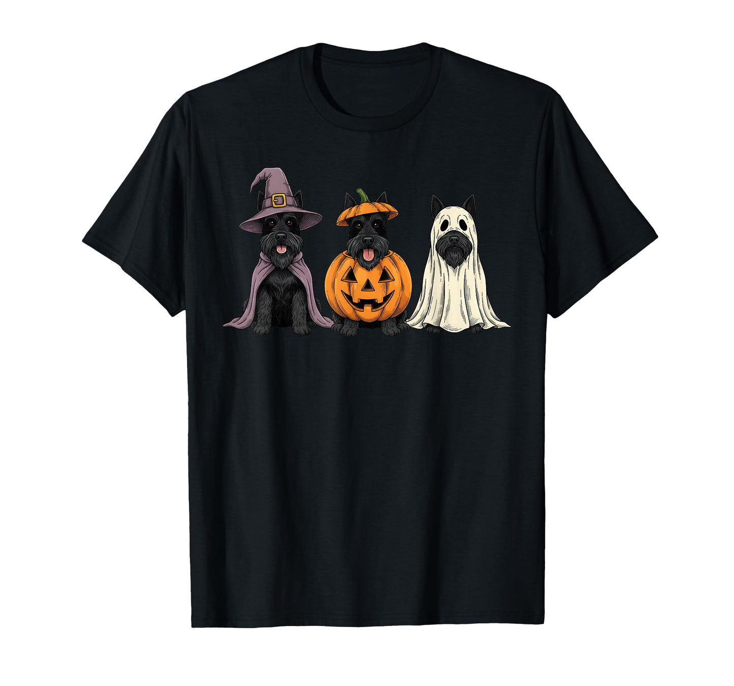 Spooky Ghost Scottish Terrier Pumpkin Halloween Dog Lover T-Shirt