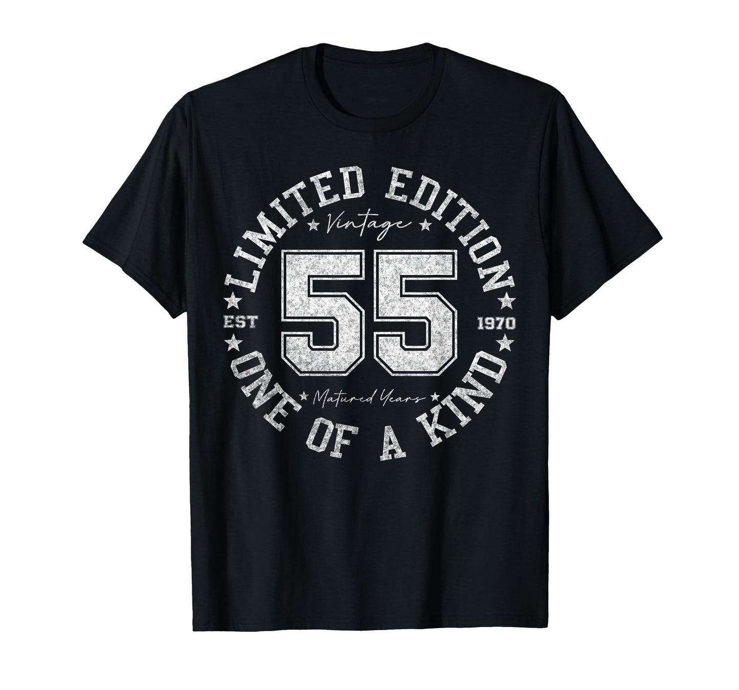 Retro One Of a Kind Shirts For Men Women 2025 55th Birthday T-Shirt, Unisex-Adult, Short Sleeve, T-Shirt, Black, Small