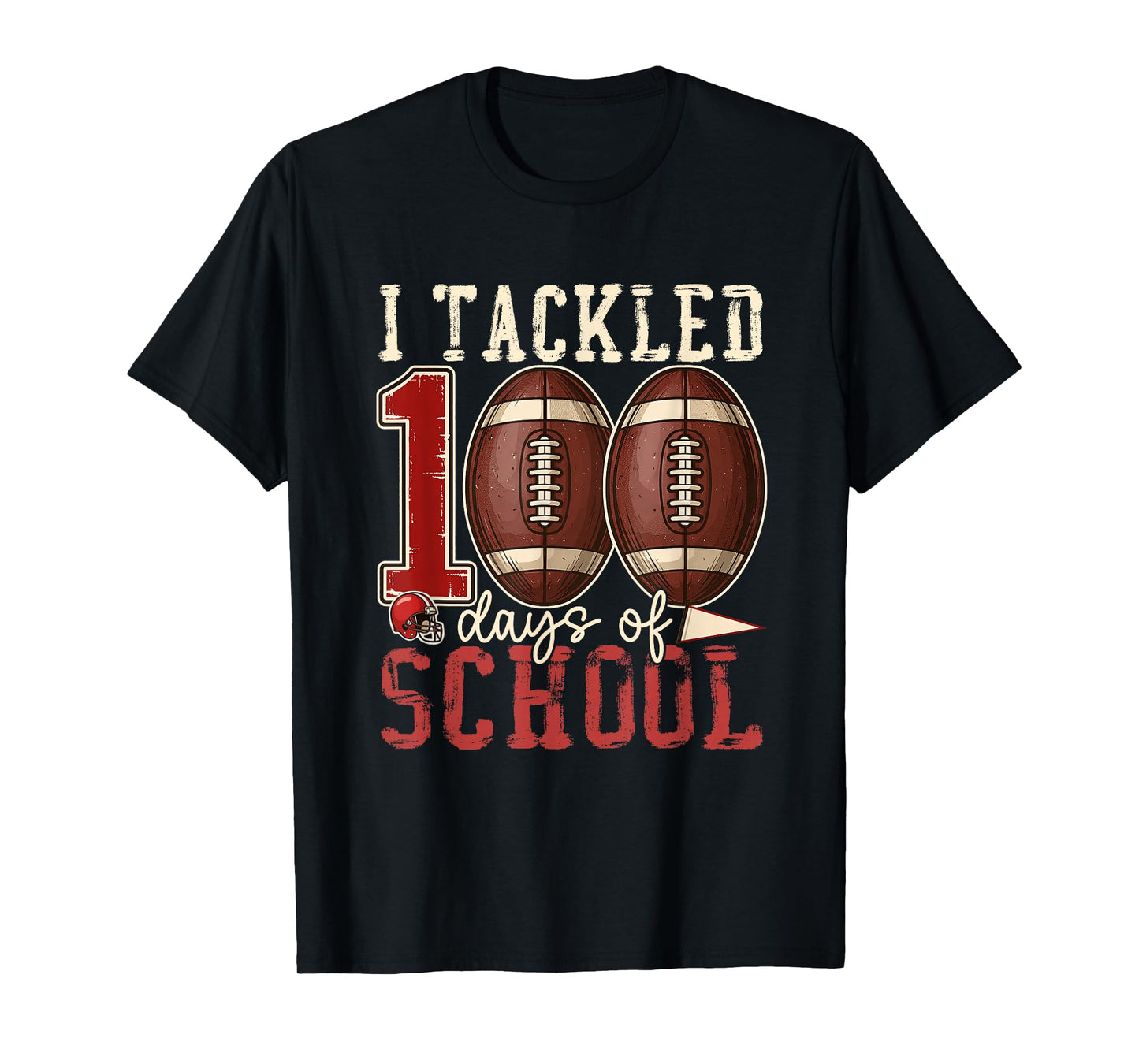I Tackled 100 Days of School Football Boys Kids 100th Day T-Shirt