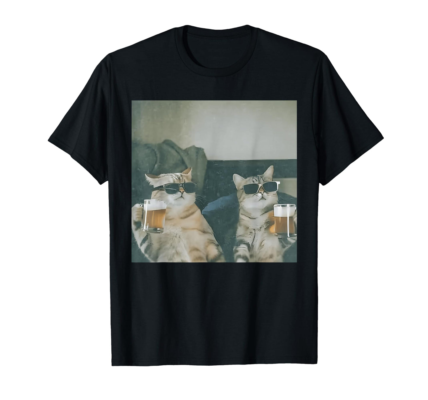 Funny Cats Drinking Beer Cat Meme Gen Z Joke Stupid Brainrot T-Shirt