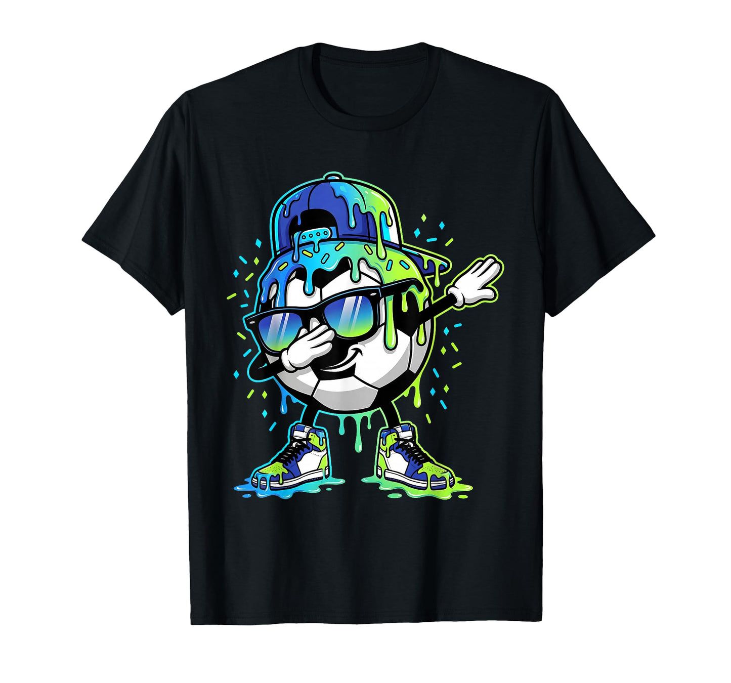 Dabbing Ice Cream Sprinkles Soccer Drip Boys Kids Girls T-Shirt