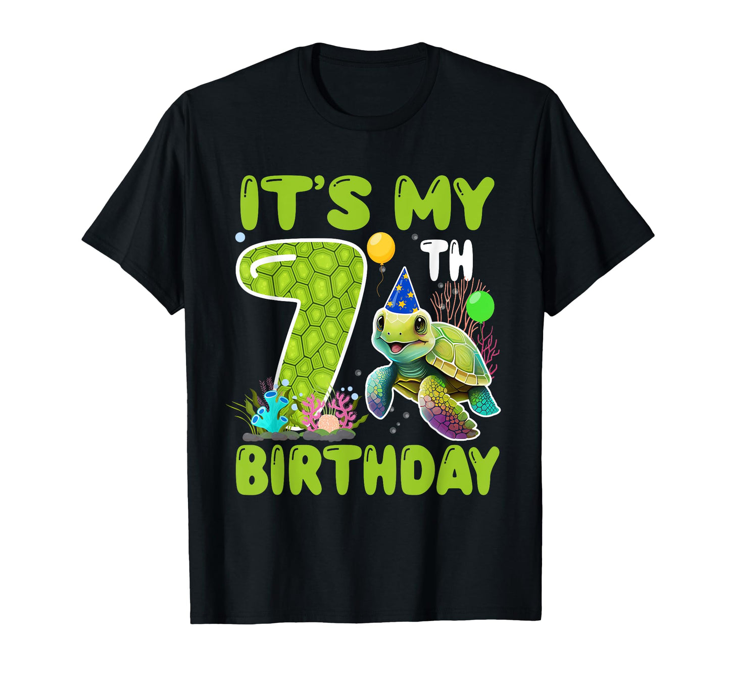7 Year Old Birthday Sea Turtle Theme It's My 7th Birthday T-Shirt