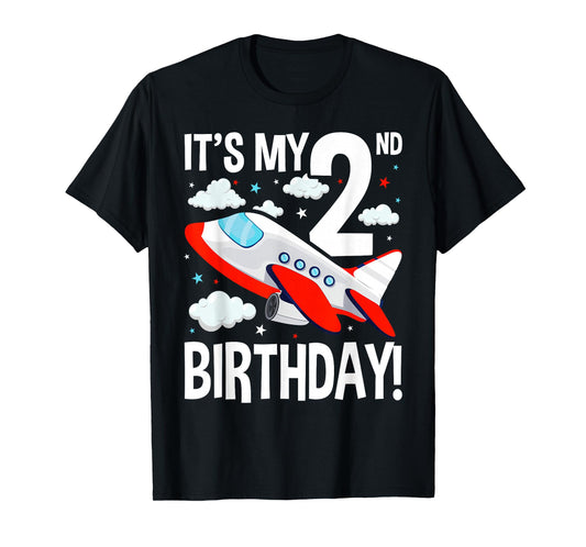 Kids 2nd Birthday Airplane Theme Party Outfit Toddler T-Shirt
