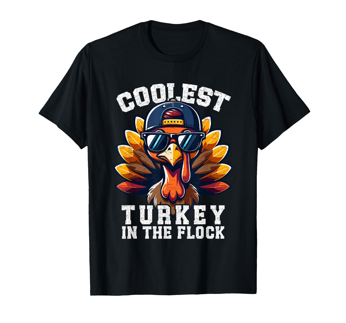Coolest Turkey Thanksgiving Toddler Boys Kids Men Turkey T-Shirt