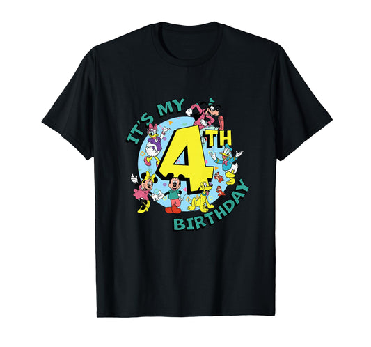 Disney Mickey and Friends It’s My Fourth 4th Birthday T-Shirt