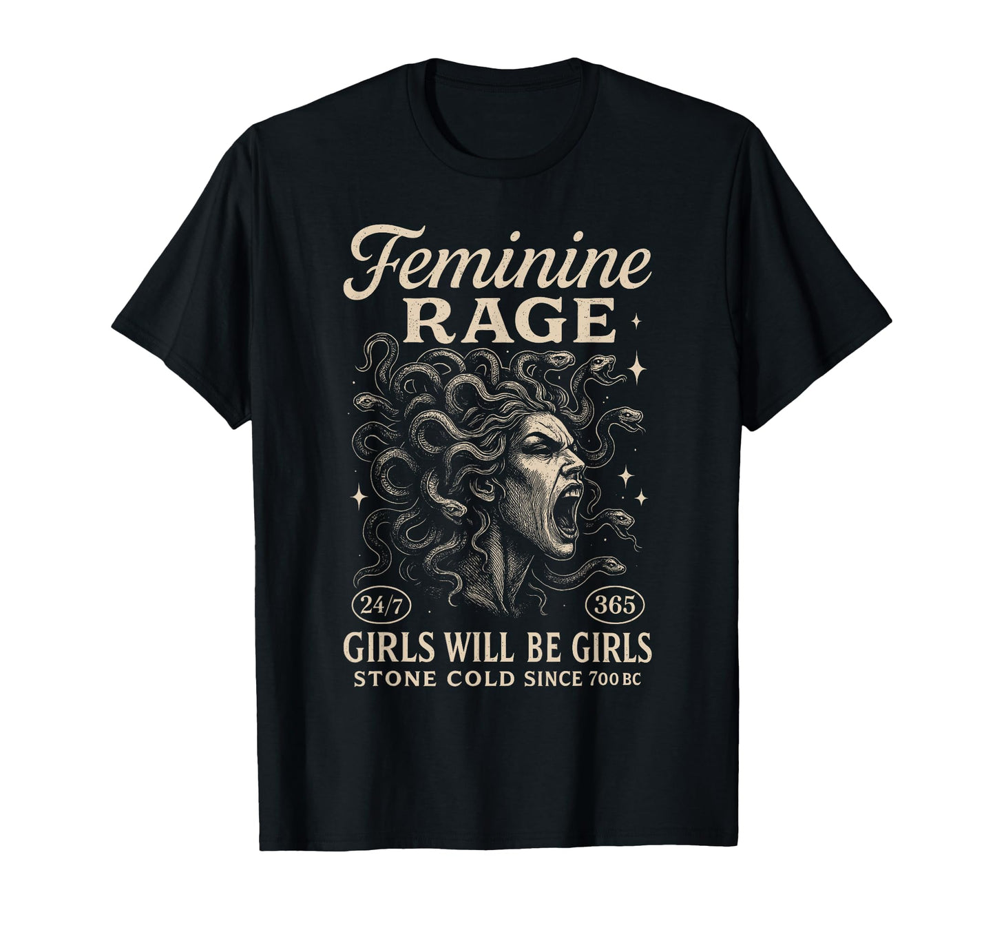 Medusa Greek Mythology Feminist Empowered Feminine A Rage T-Shirt