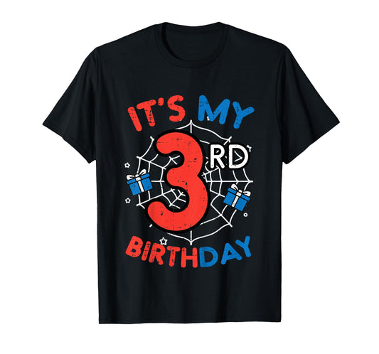 Its My 3rd Birthday Spider Web 3 Year Old Bday Boys Kids T-Shirt