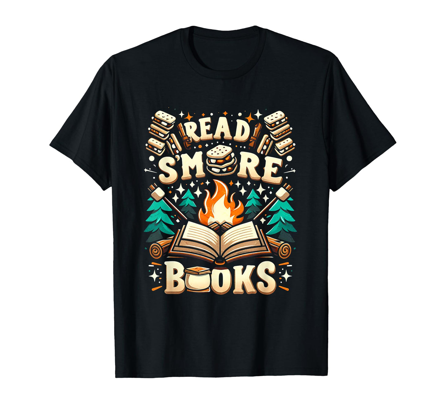 Read More Books Camping Outdoors Travel Campfire Smores T-Shirt