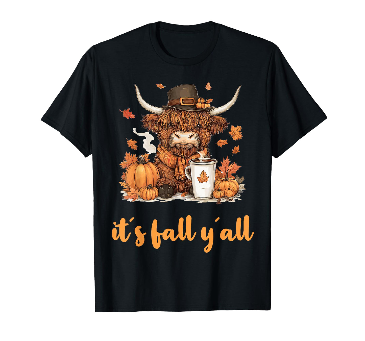 Scottish Highland Cow Fall Thanksgiving it´s fall yáll T-Shirt