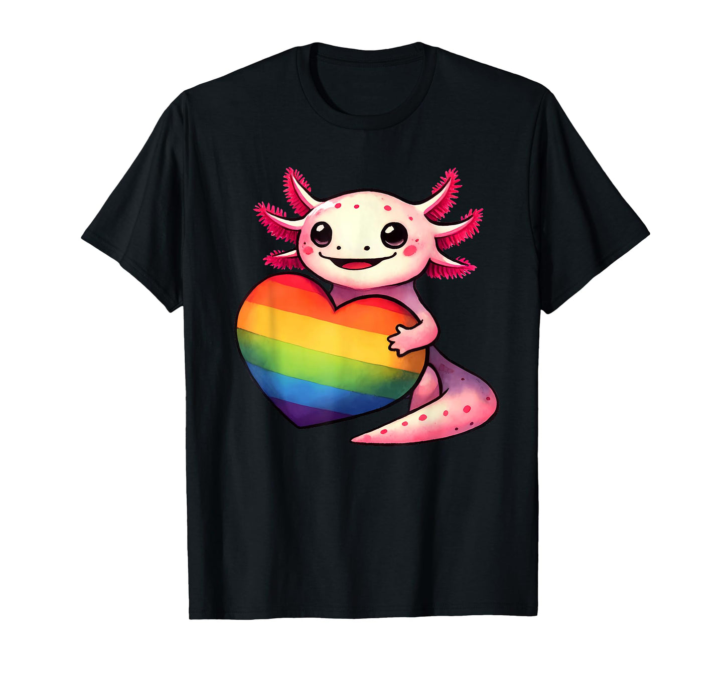 Gay Pride Axolotl Heart Rainbow Flag LGBT Women Girls Kids T-Shirt