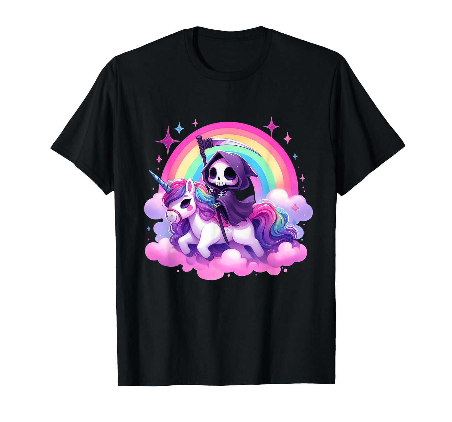 Halloween Unicorn Costume Grim Reaper Riding Unicorn T-Shirt