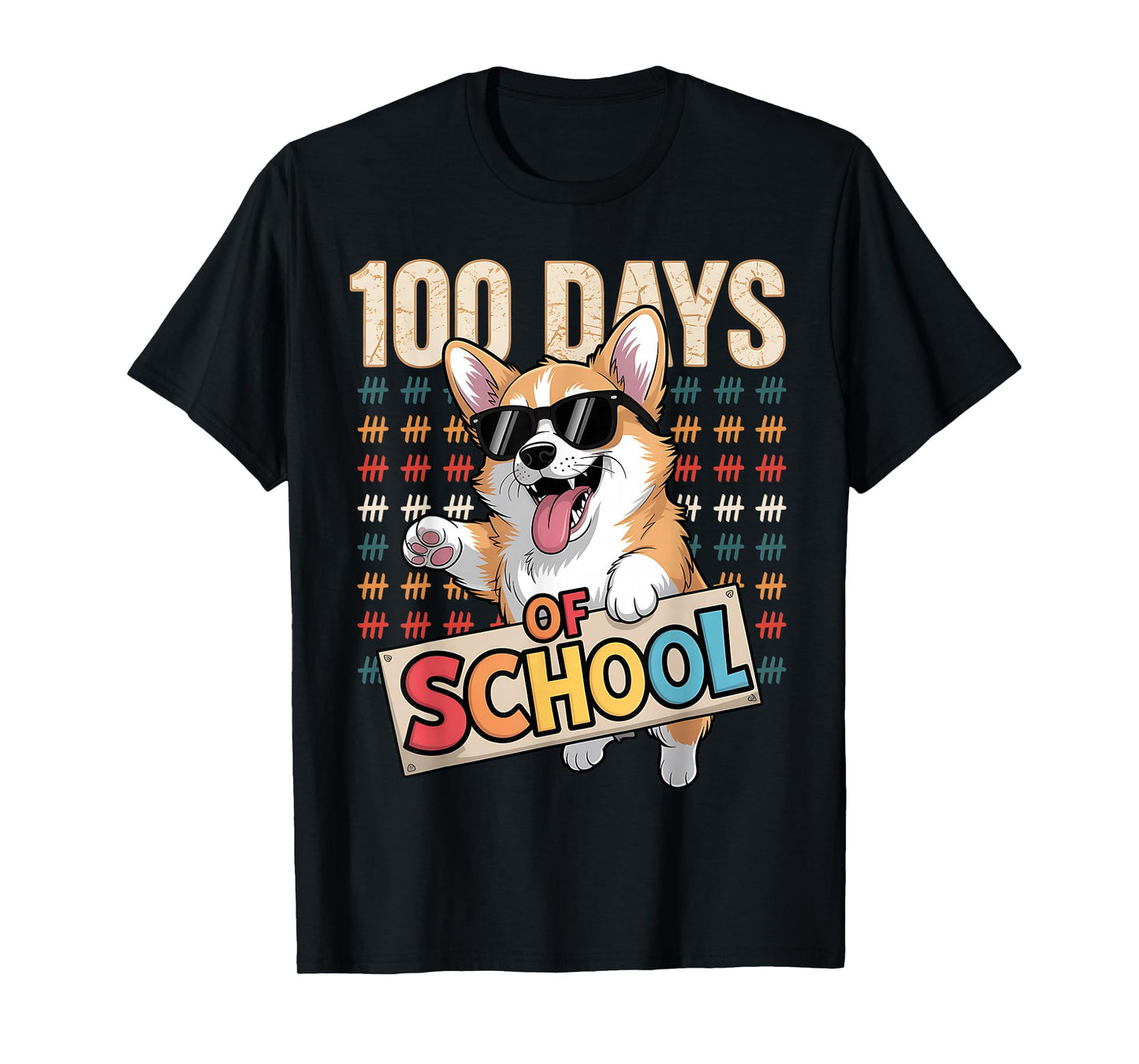 Funny 100 Days of School Corgi Dog Kids Boys Girls T-Shirt