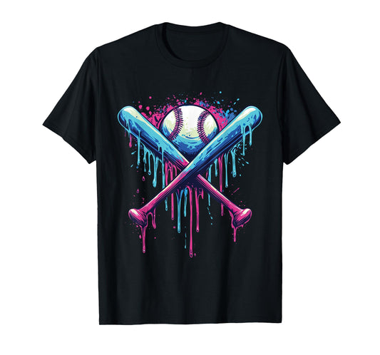 Baseball Bat Drip Funny Graphic T-Shirt
