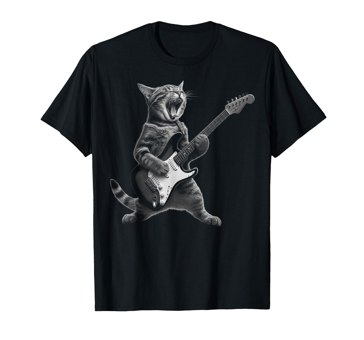 Funny Cat Playing Guitar Rock and Roll Gifts Men Women Kid T-Shirt