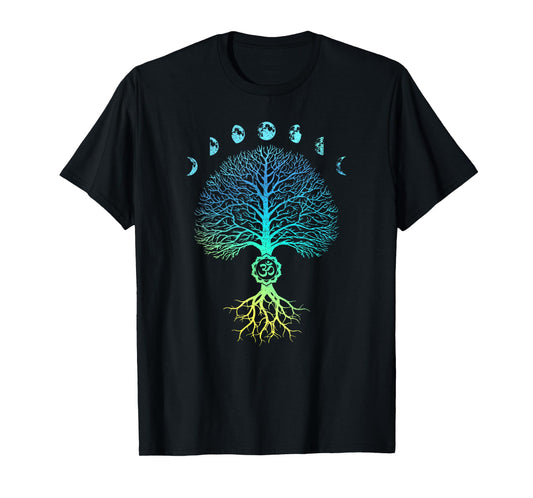 Tree of Life Phases of the Moon Om Chakra Yoga Gift T-Shirt