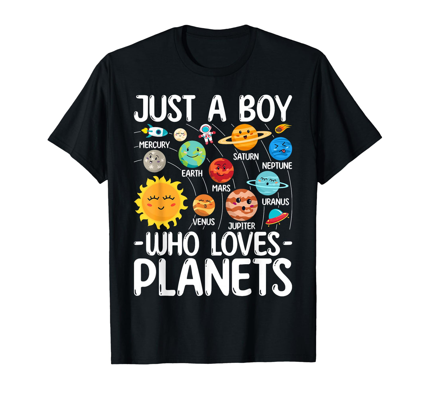 Just A Boy Who Loves Planets Solar Star System Science Space T-Shirt