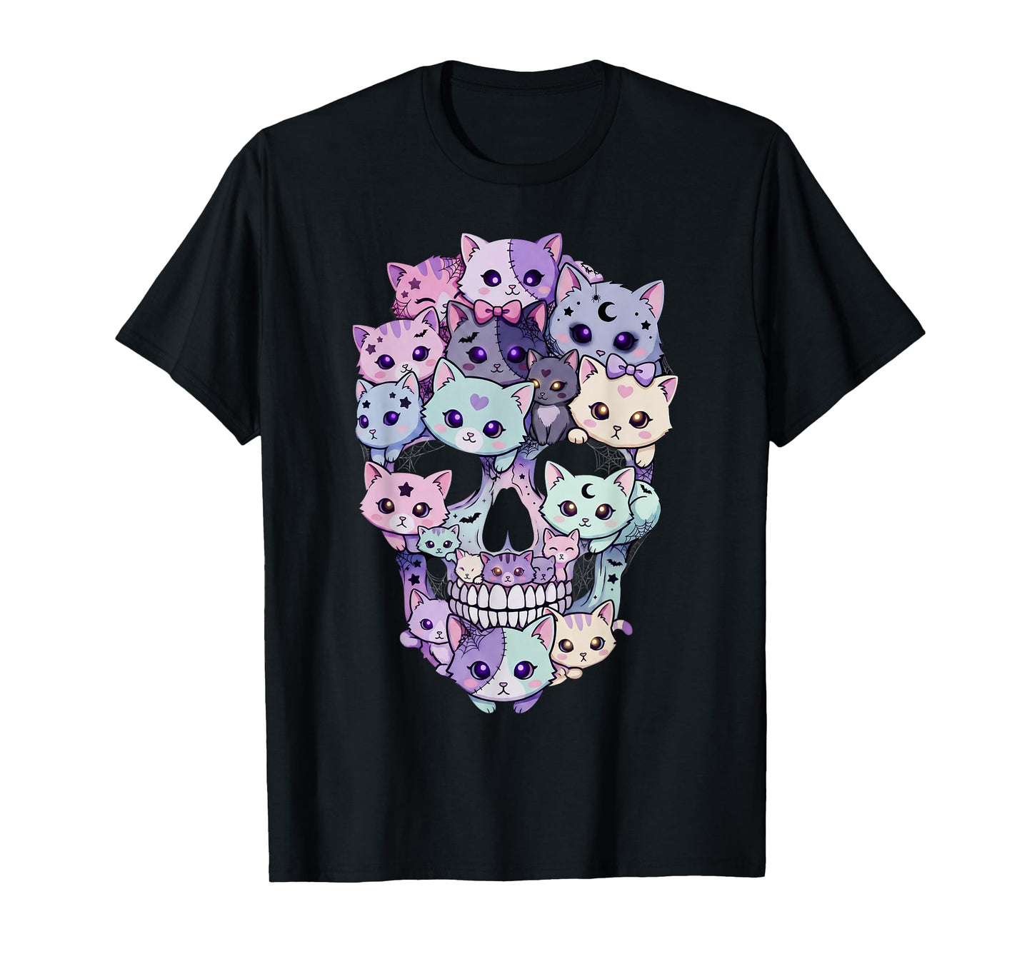 Creepy Cute Cat Skull Halloween Aesthetic Kawaii Kitty T-Shirt