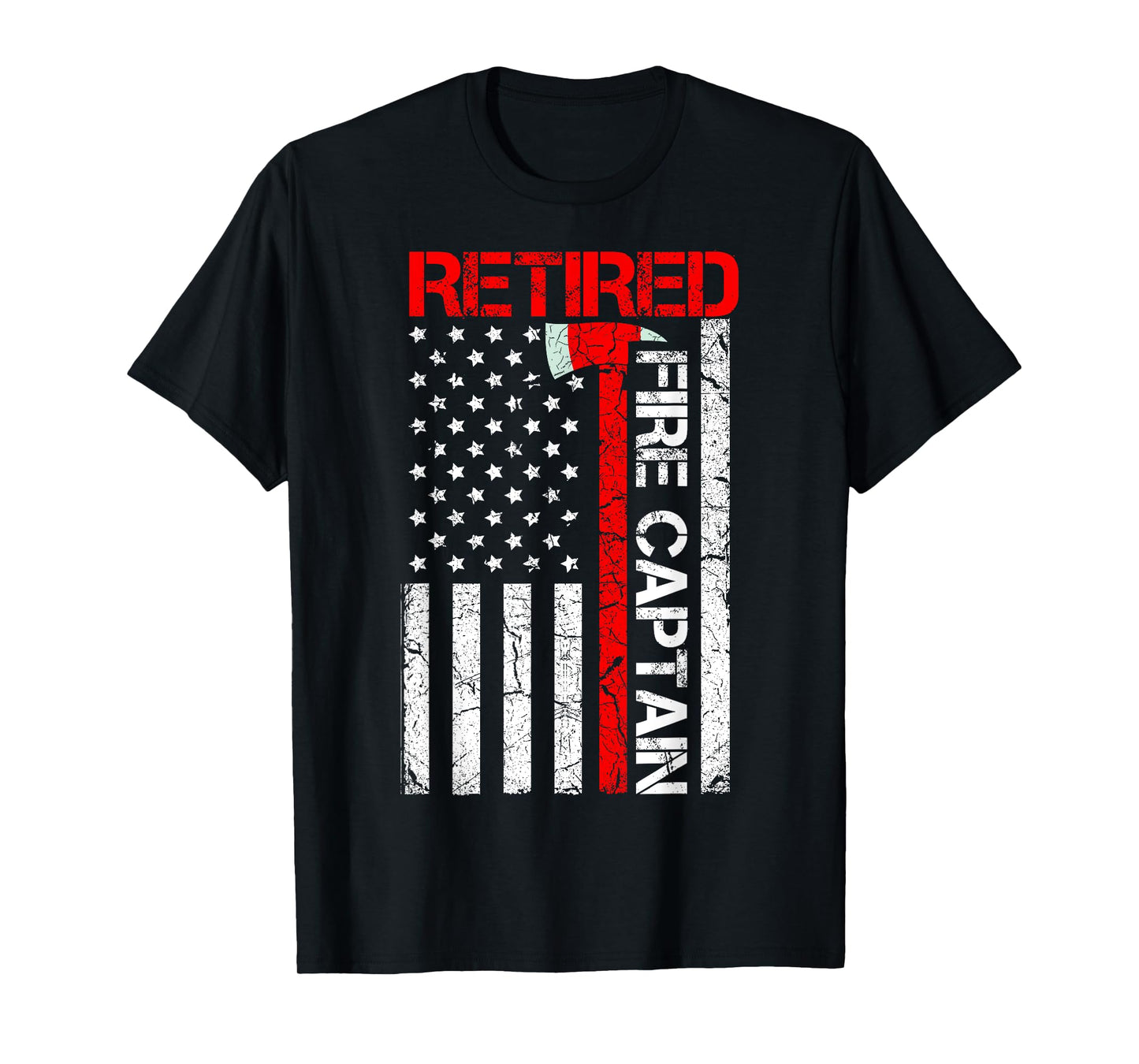 Retired Firefighter Fire Captain Retirement American Flag T-Shirt