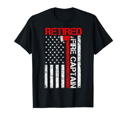 Retired Firefighter Fire Captain Retirement American Flag T-Shirt
