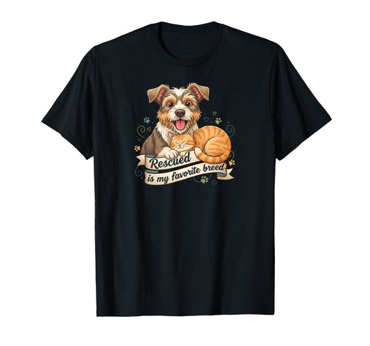 Rescued is My Favorite Breed Dog Cat Pet Adoption T-Shirt