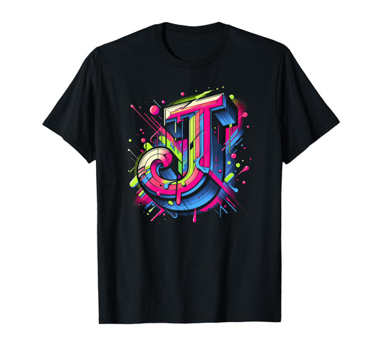 Initial Name Letter J Alphabet In Graffiti Art Style T-Shirt