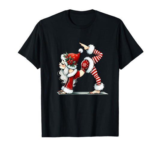 Pilates Santa Girl Christmas Workout Funny Flexible Xmas T-Shirt