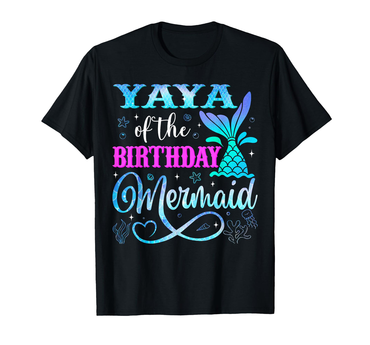 Yaya of The Birthday Mermaid Family Matching Party T-Shirt
