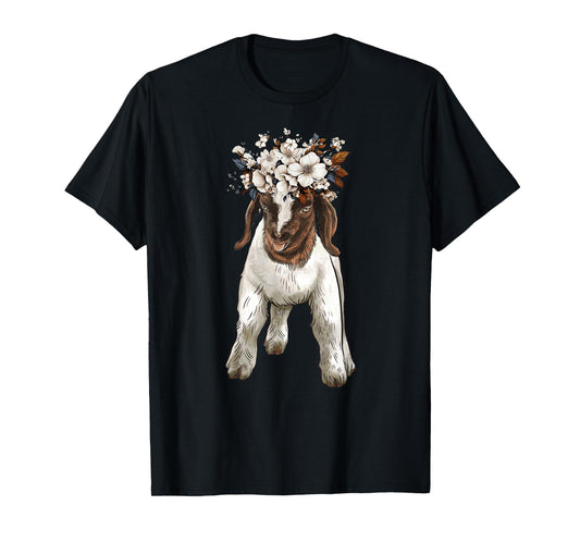 Boer goat with flower, show boer baby goat T-Shirt