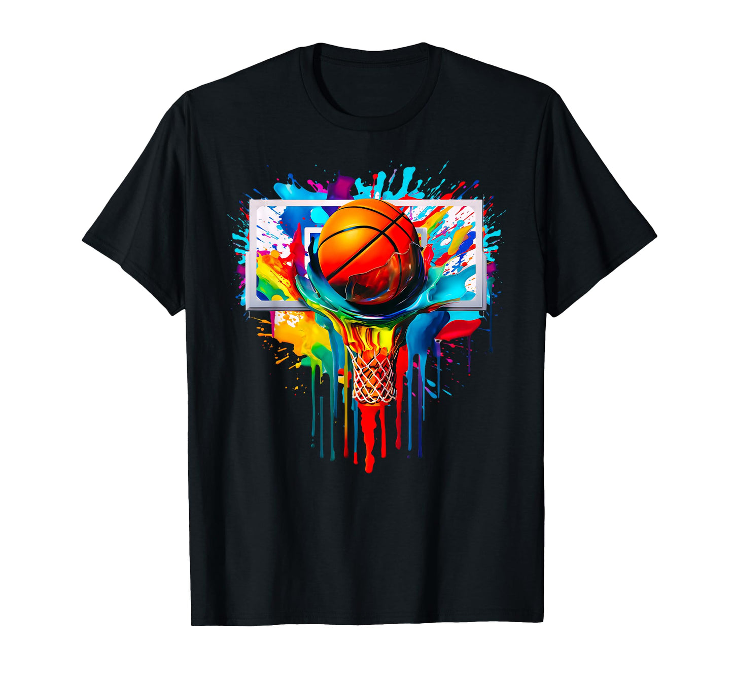 Multicolor Basketball Ball Slam Dunk Hoop Basketball Buckets T-Shirt