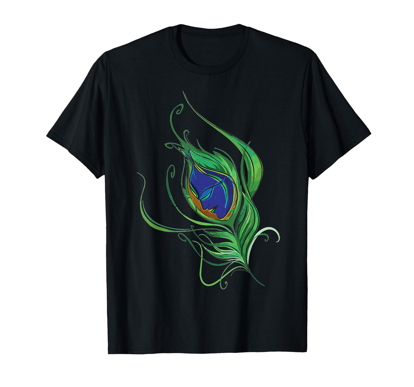 Artistic Peacock Feather Lord Krishna Tshirt. T-Shirt