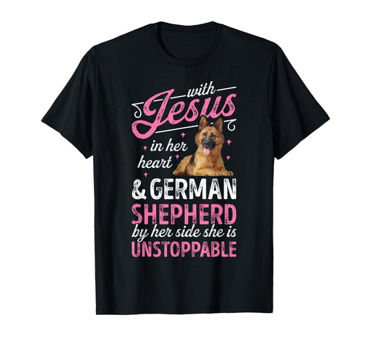 With Jesus In Her Heart And German Shepherd T shirt Women T-Shirt