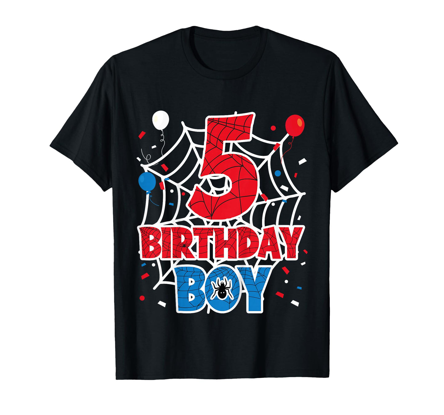 Kids Spider Web 5 Year Old Birthday Boy T-Shirt