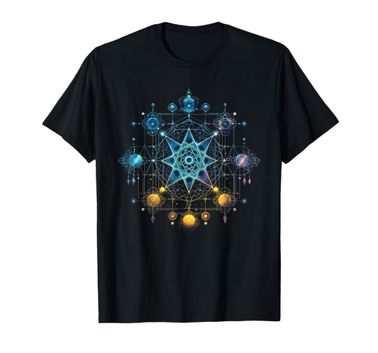 Sacred Geometry Flower of Life Metatron's Cube T-Shirt