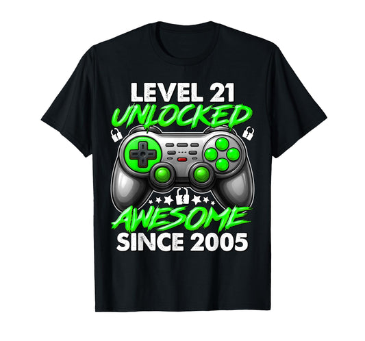 Level 21 Unlocked 21 Year Old Gifts Boys 21st Birthday Boy T-Shirt