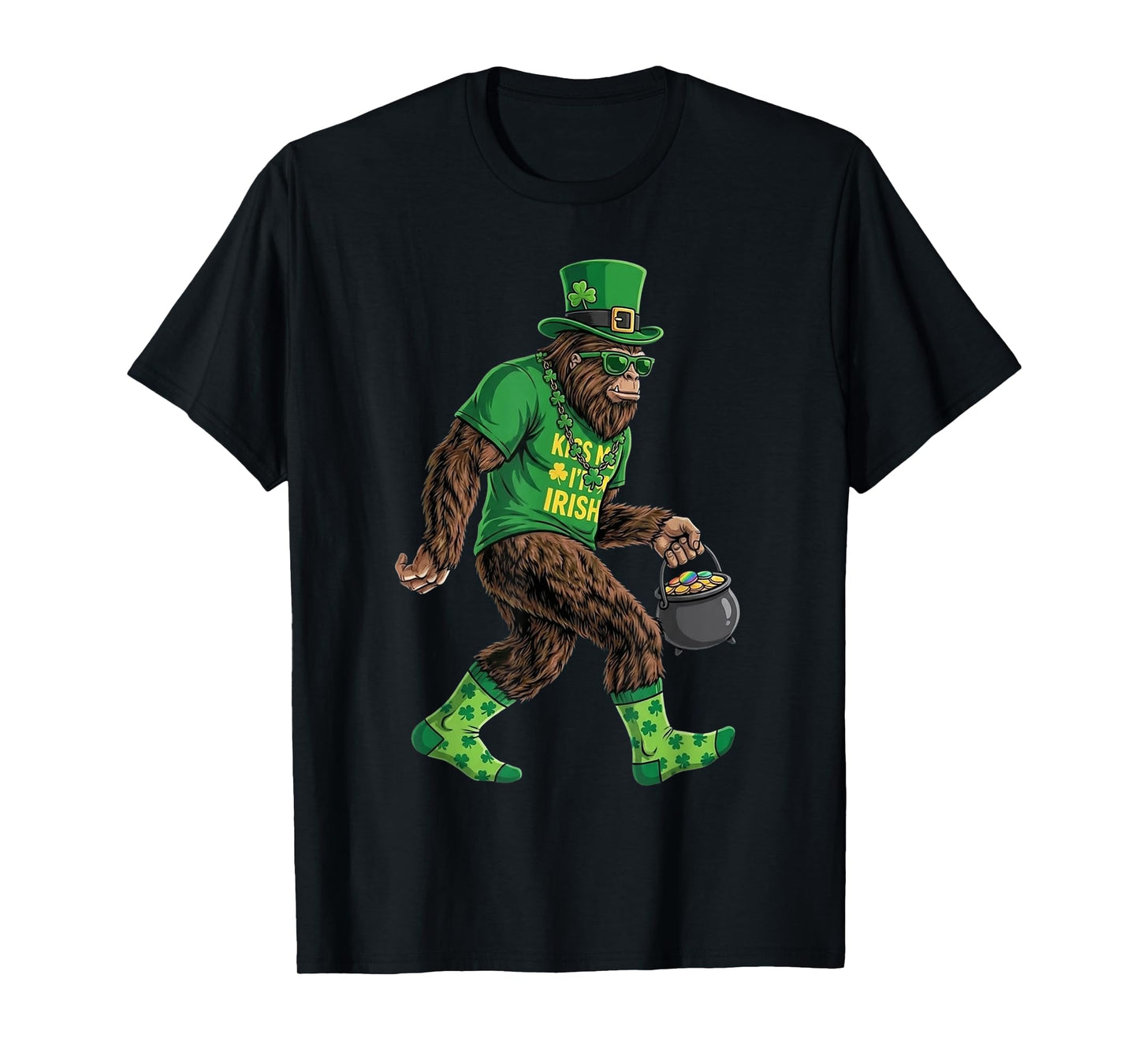 St Patricks Day Bigfoot Green Funny Sasquatch Big Foot T-Shirt