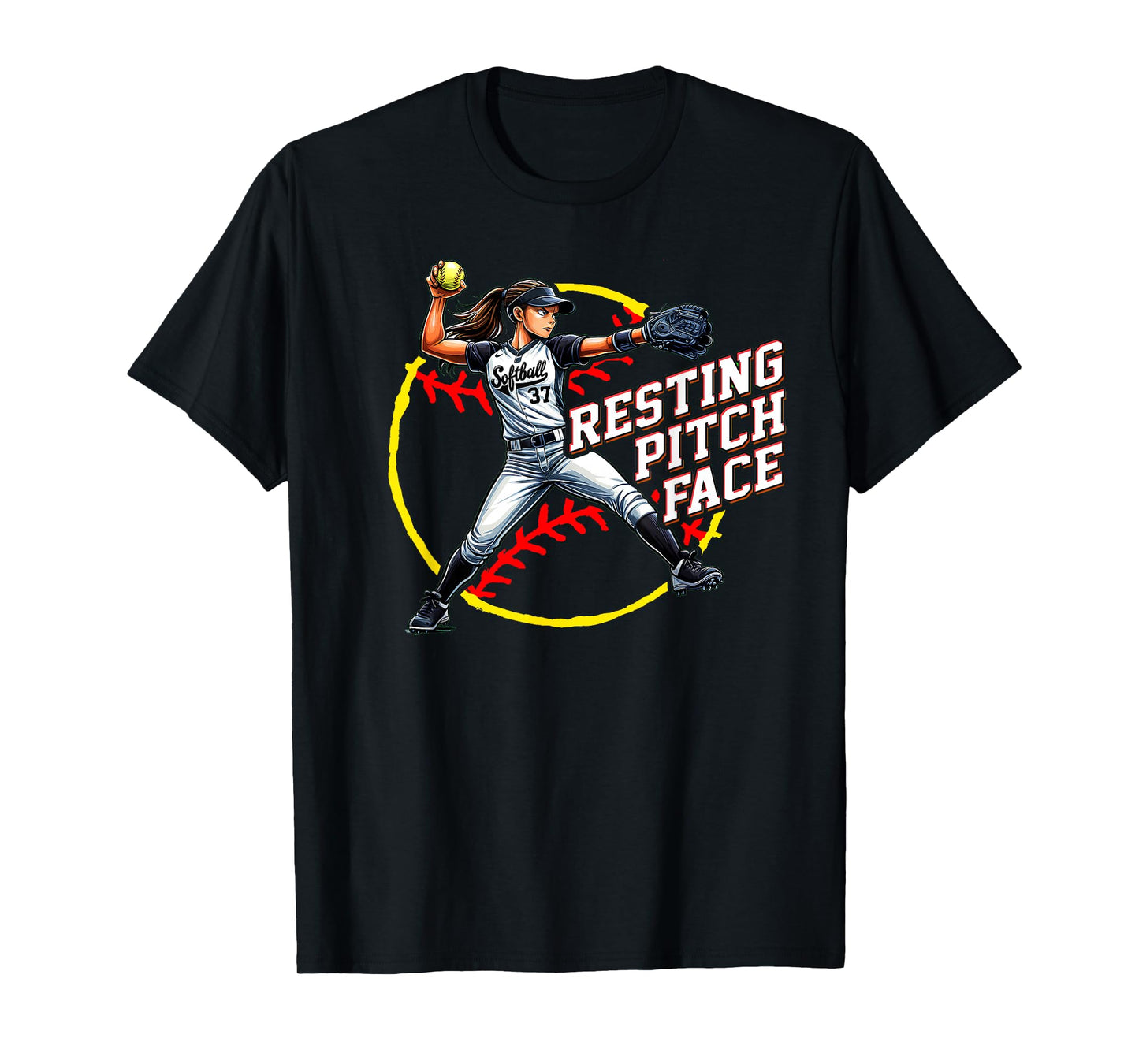 Softball Resting Pitch Face Sassy Girls Softball Humor T-Shirt