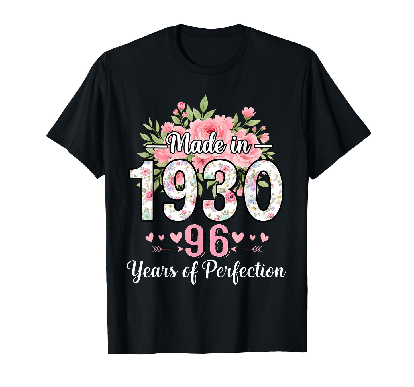 Made in 1930 Floral 96th Birthday Gifts Women 96 Years Old T-Shirt