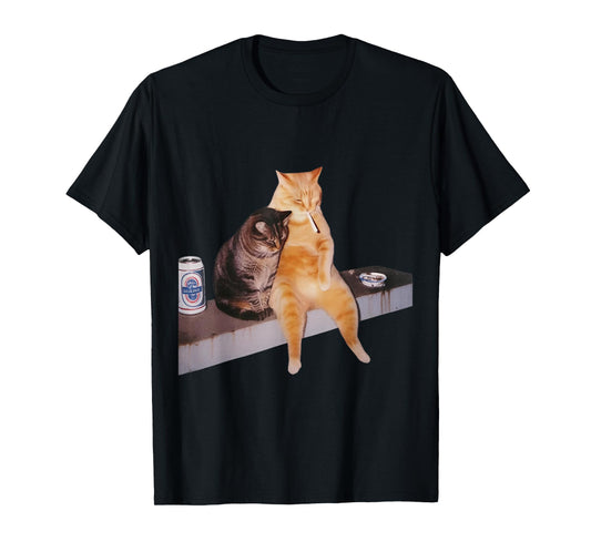 Cat Meme Cat Smoking Cigarette T-Shirt