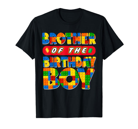 Brother Birthday Boy Building Bricks Family Party Decor T-Shirt