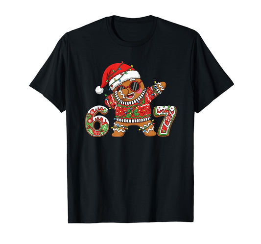 Funny 67 Gingerbread Six Seven Ice Cream Drip Christmas Meme T-Shirt
