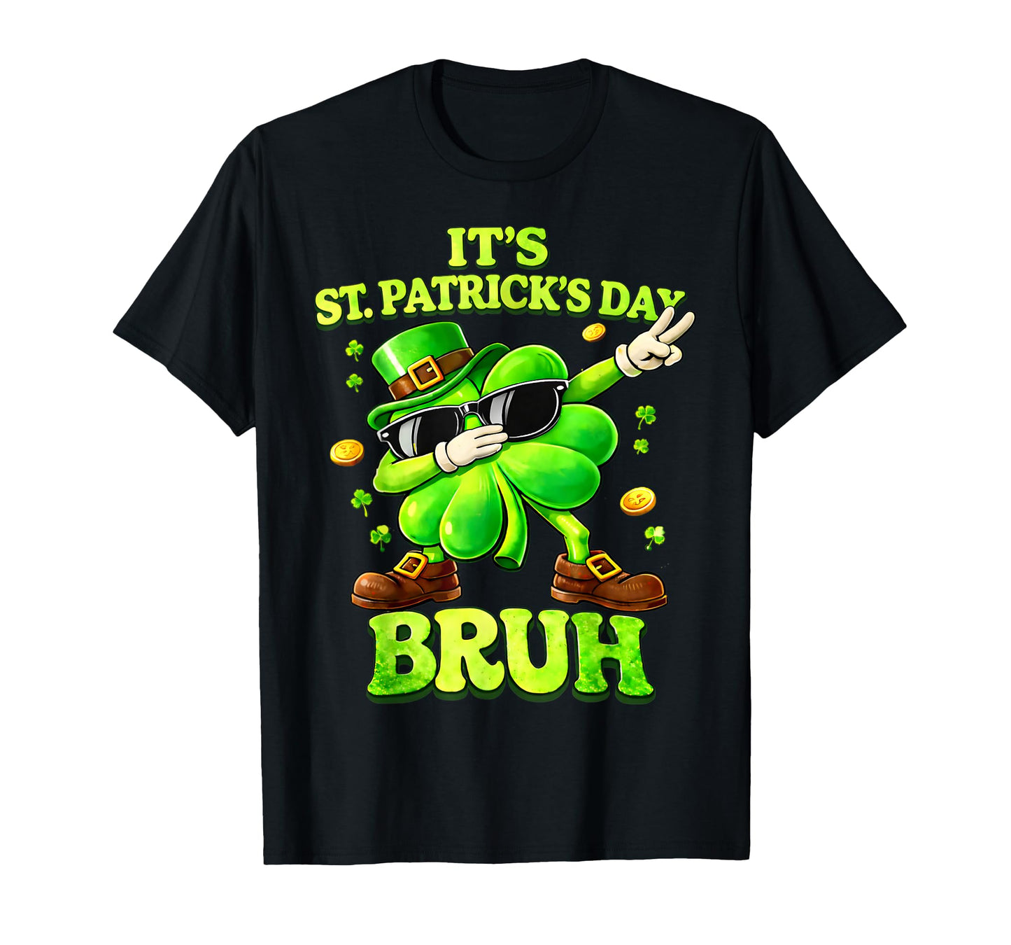 Bruh St Patricks Day Boys Kids Saint Patricks Day Shamrock T-Shirt