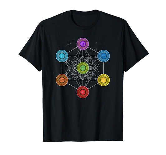 Sacred Geometry Metatrons Cube 7 Chakras - Psychedelic Shirt T-Shirt