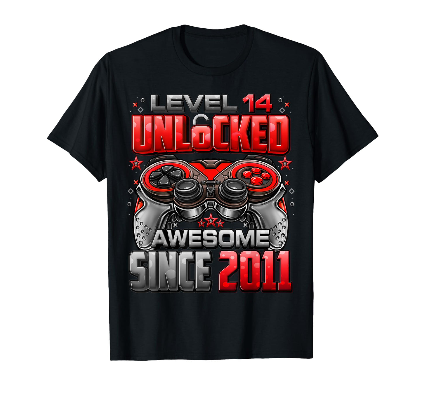 Level 14 Unlocked Awesome Since 2011 14th Birthday Gaming T-Shirt