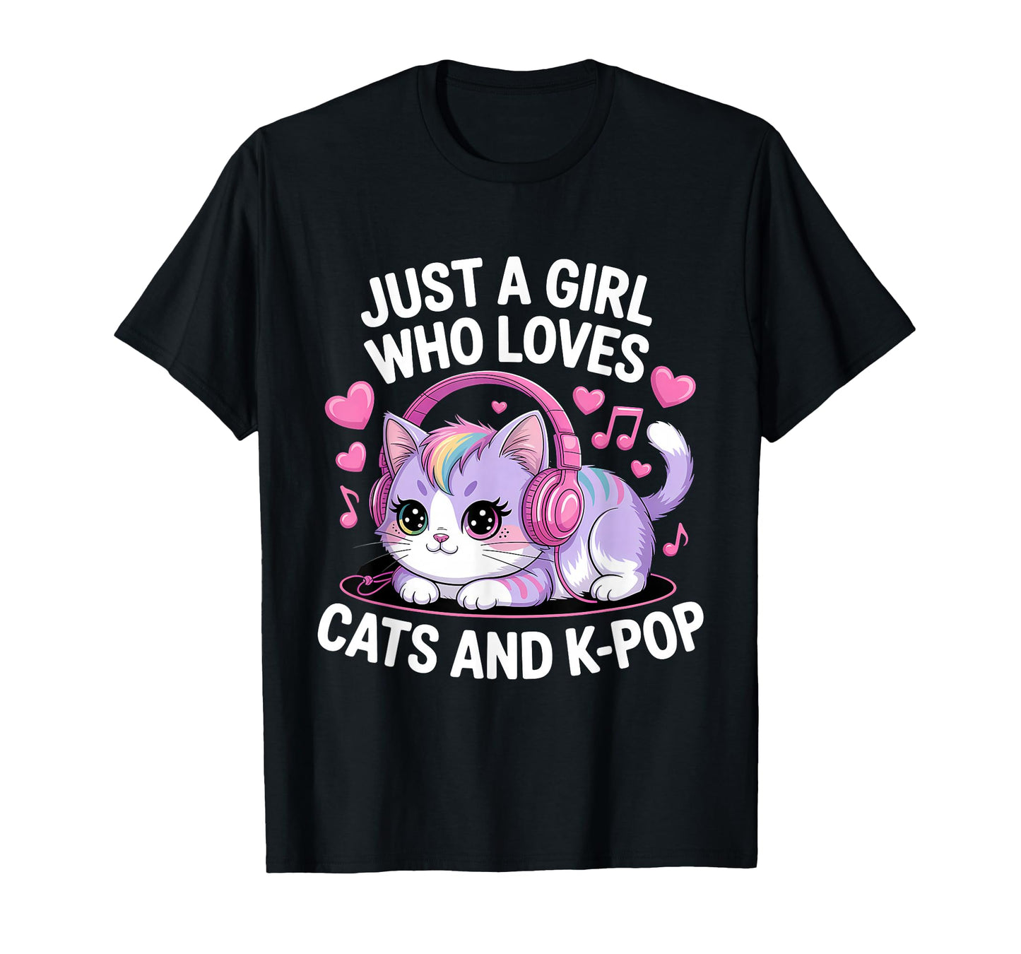 Just A Girl Who Loves Cats and K-Pop Girl K Pop Kawaii Kpop T-Shirt